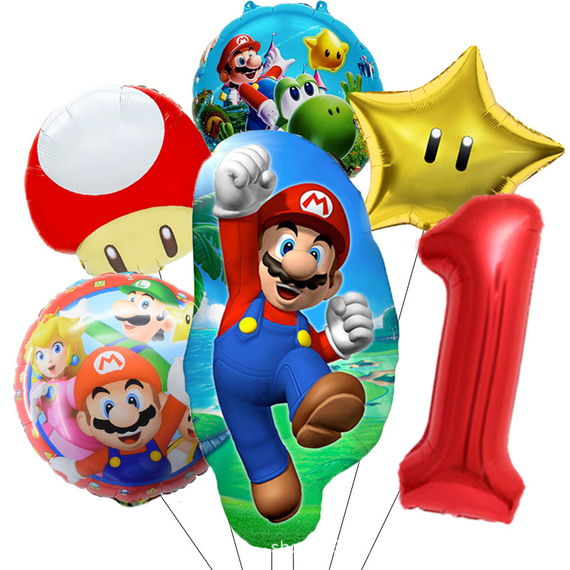 Party Games Mario - 6pcs Mario Bros Balloon Children Birthday