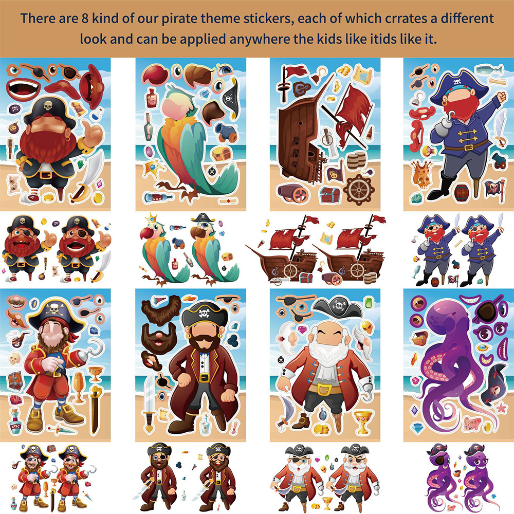 8/16Sheets Cool Pirate Ship Pu - Party Games Instagram ulasan dan harga