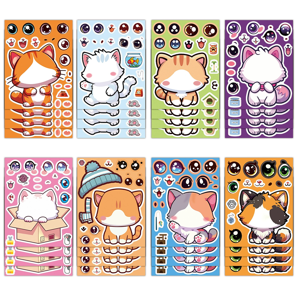 8/16Sheets Cute Cat Cartoon Ma - Party Games Instagram ulasan dan harga