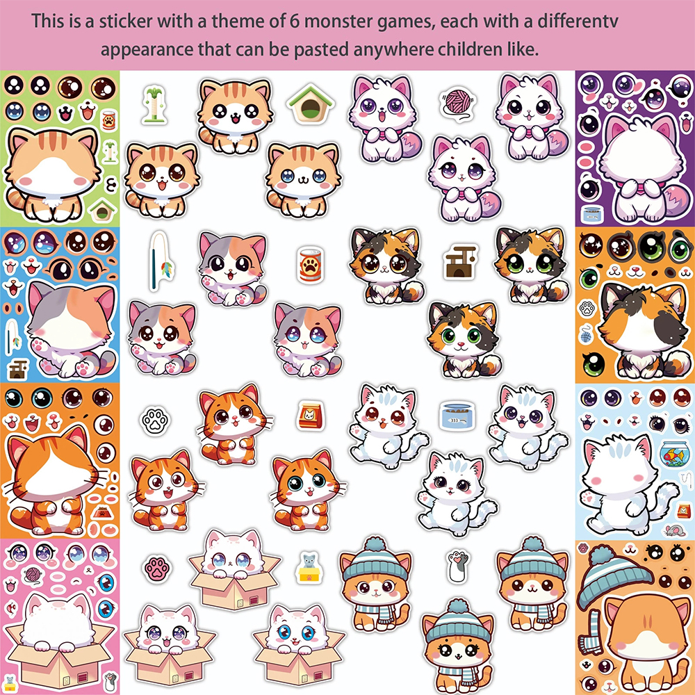 8/16Sheets Cute Cat Cartoon Ma - Party Games Instagram ulasan dan harga