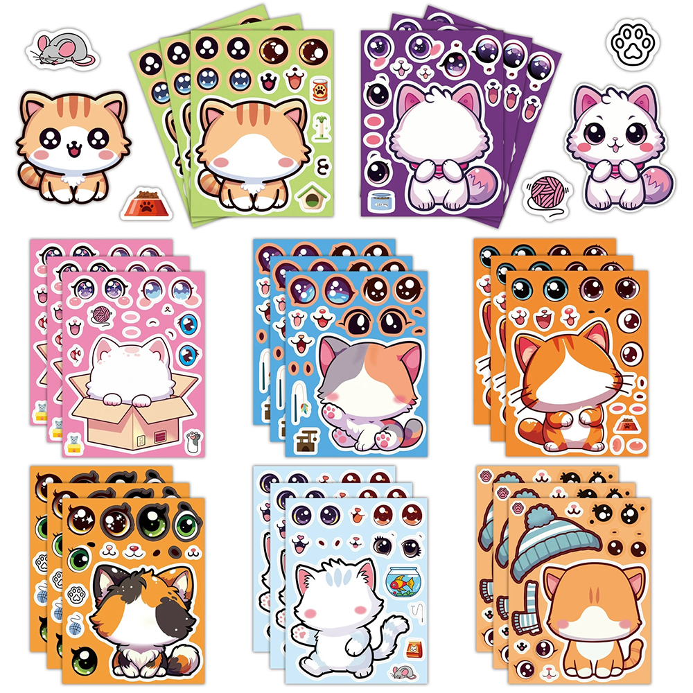 8/16Sheets Cute Cat Cartoon Ma - Party Games Instagram ulasan dan harga