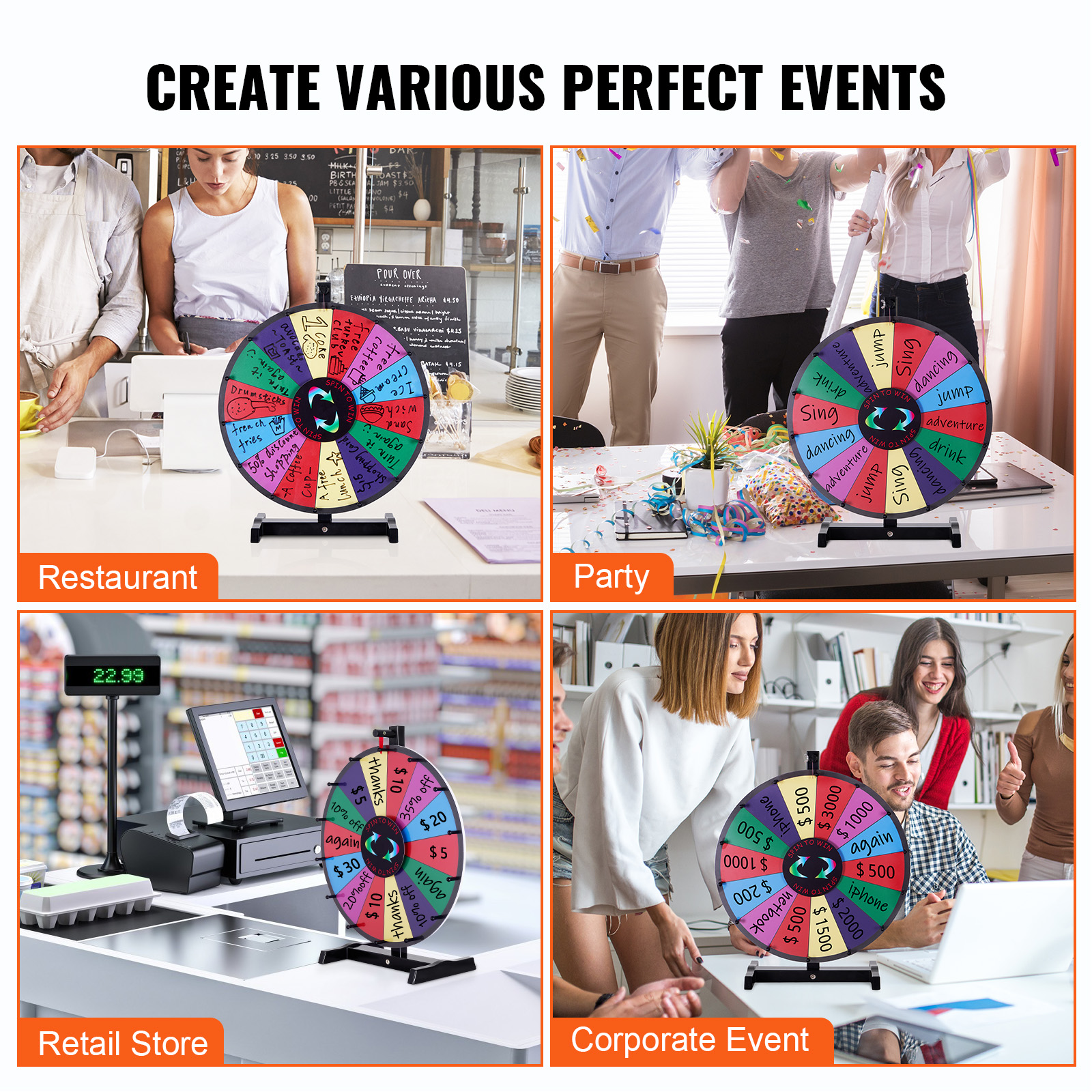 SucceBuy 18/24/36 inch Spinnin - Party Games Spin The Wheel ulasan dan harga