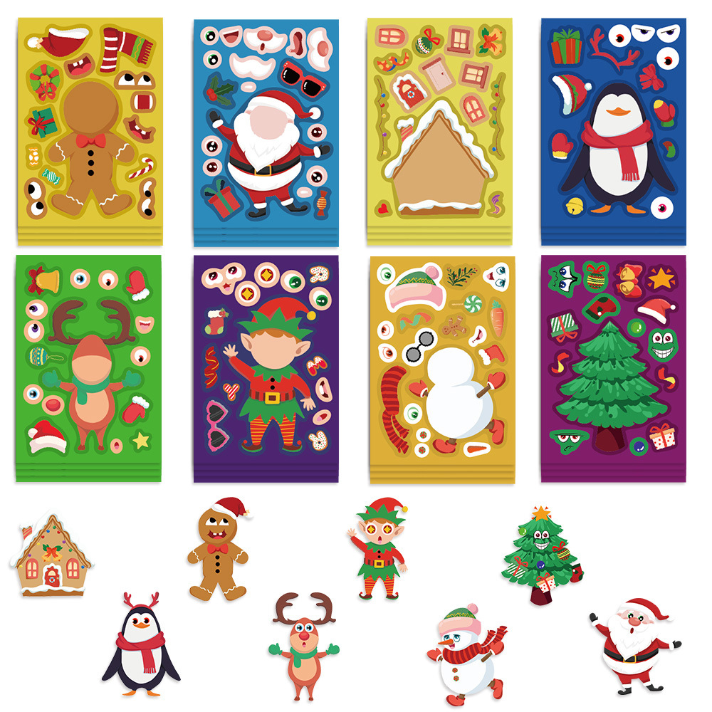 8/16Sheets Cartoon Christmas M - Party Games Instagram ulasan dan harga