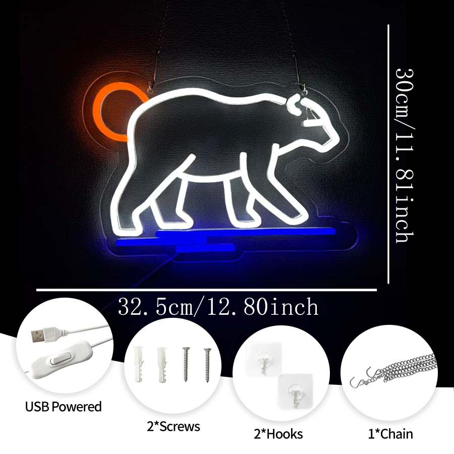 Polar Bear Neon Sign For Wall  - Zoo Party Games ulasan dan harga