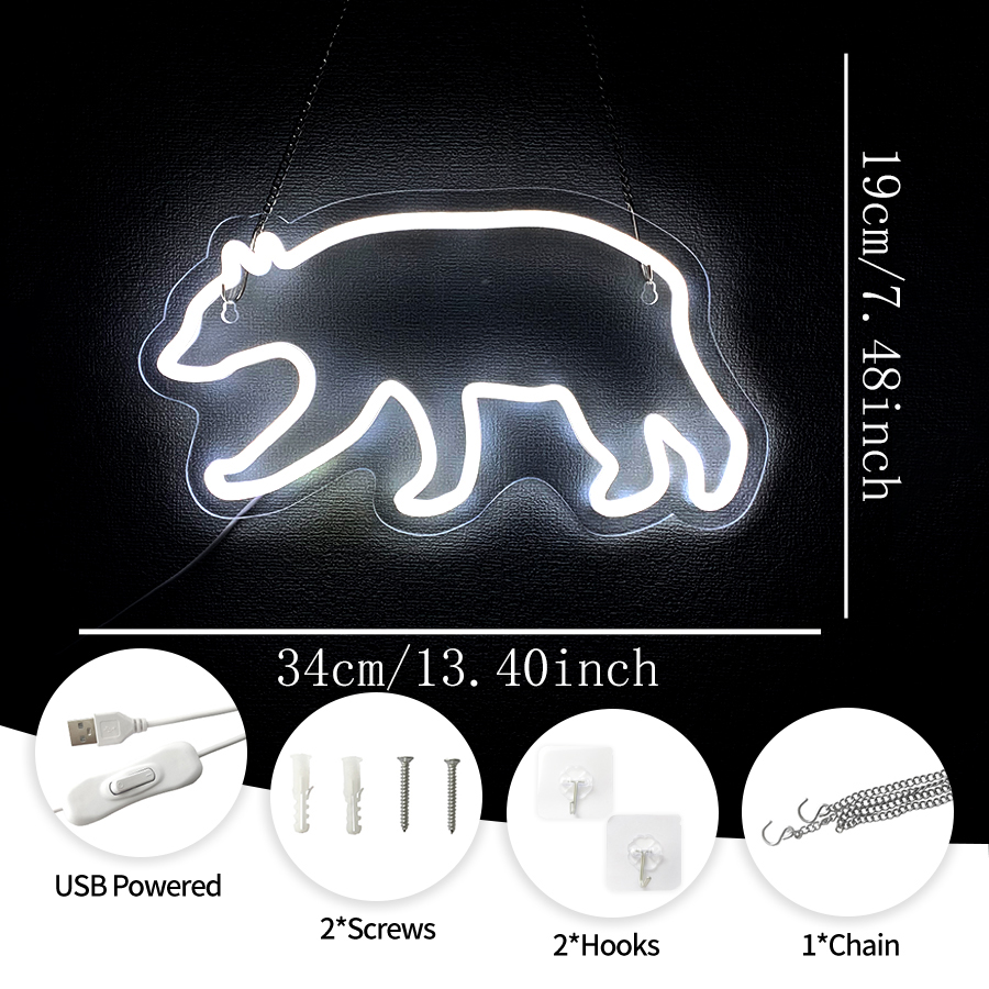 Polar Bear Neon Sign For Wall  - Zoo Party Games ulasan dan harga