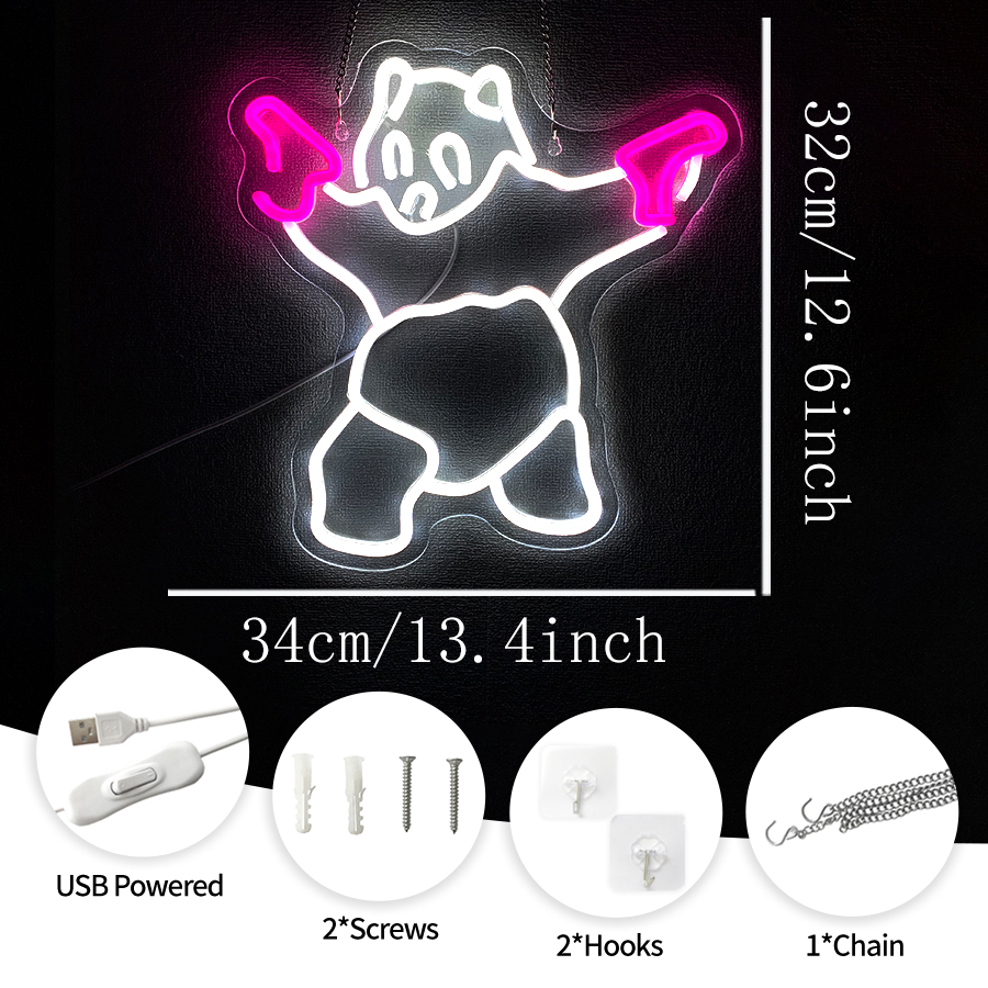 Polar Bear Neon Sign For Wall  - Zoo Party Games ulasan dan harga