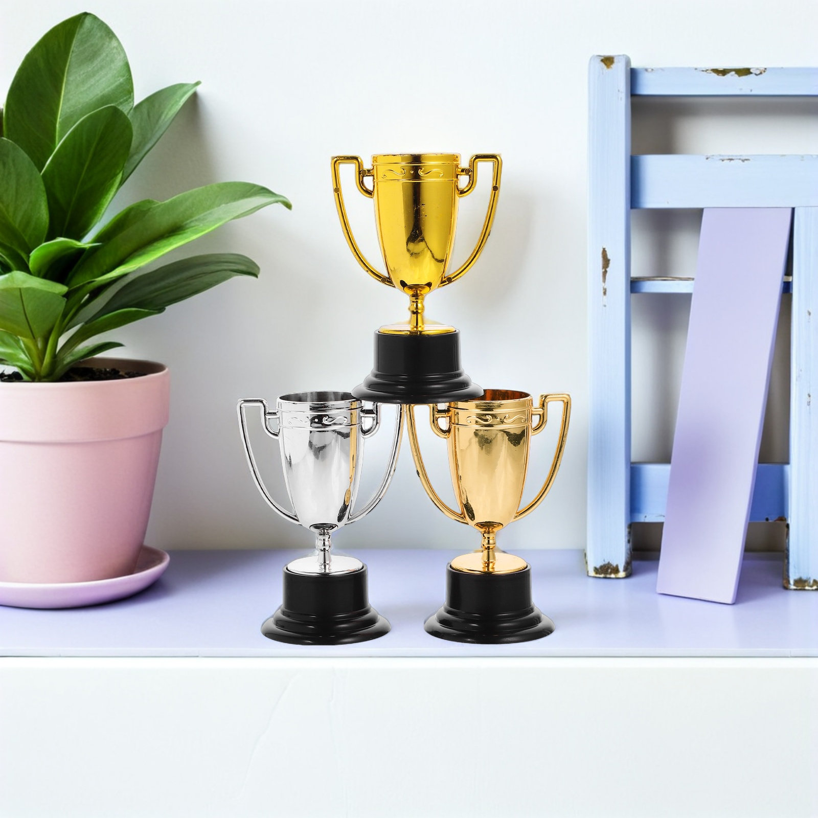 12Pcs Mini Trophy Cups Gold Si - Party Games Competition ulasan dan harga